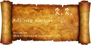 Kőnig Karion névjegykártya